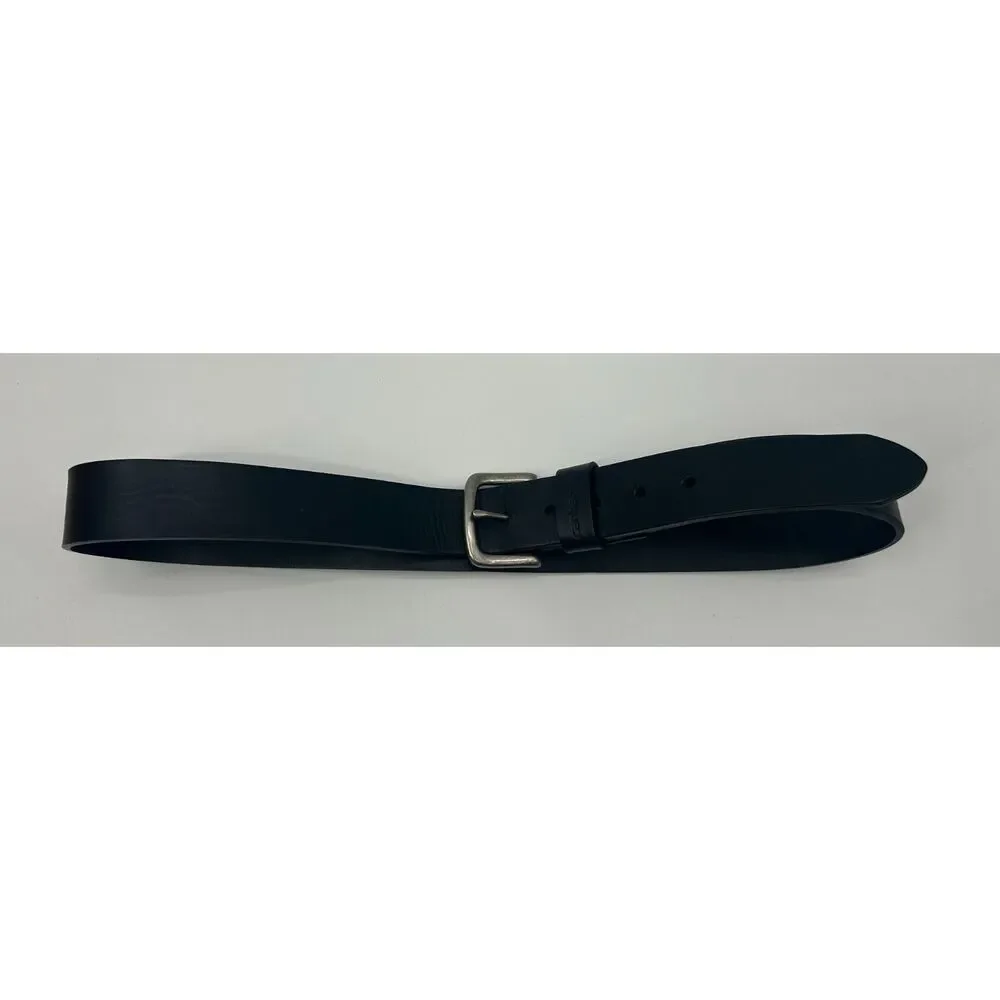Men's Carhartt 38” Black Leather Belt W Logo Stitching Heavy Duty